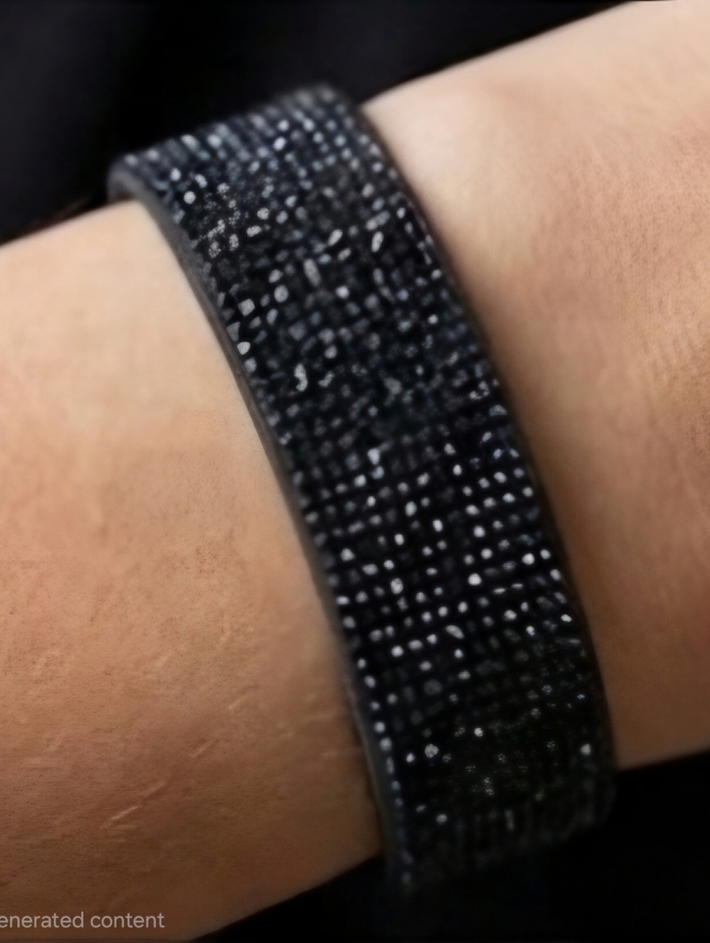 chic Black Sparkle Elastic Magnetic Cuff Watch Bracelet